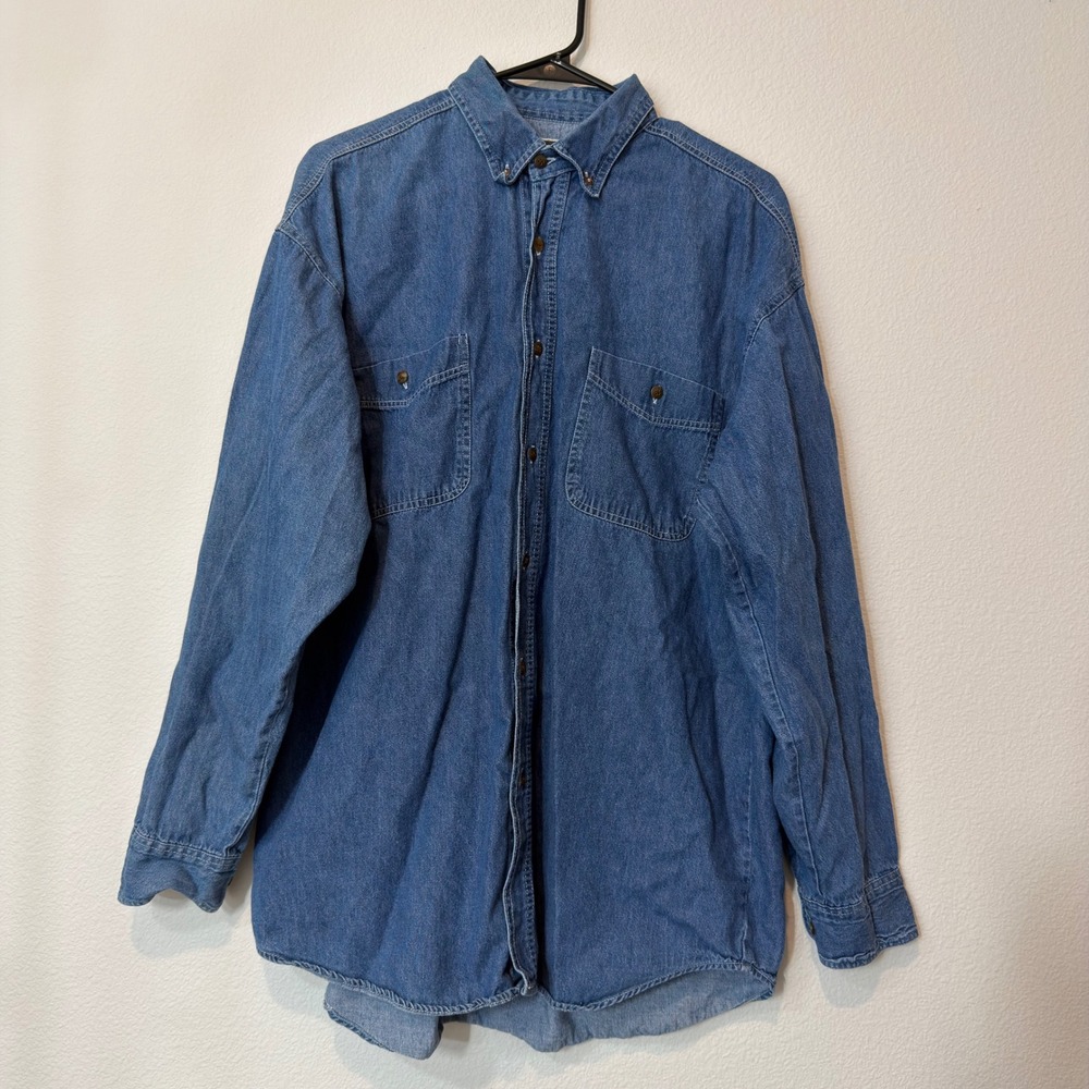 In Private Denim Button Down Shirt Mens Large Blue Good Vintage 90s Workwear‎